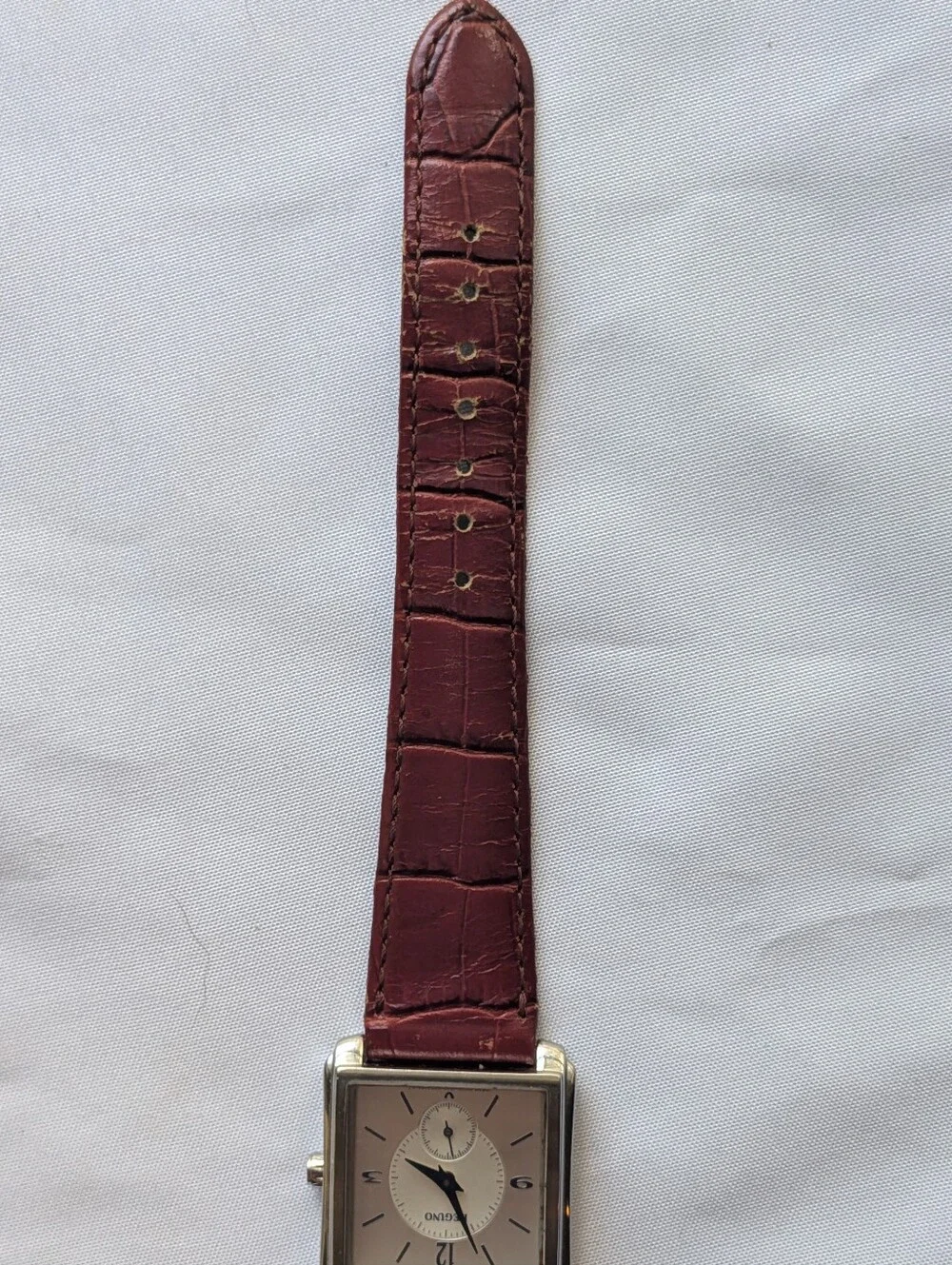 Citizen Reguno Watch Vintage Women's Silver Square Red Embossed Leather Strap